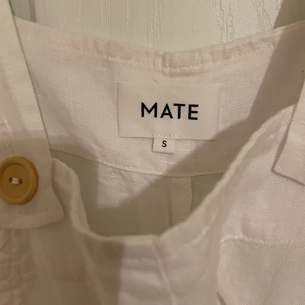 MATE the Label RARE 100% Organic Linen Overalls, Small White